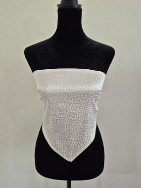 Satin Animal-Print Bandana Tube Top - Ivory